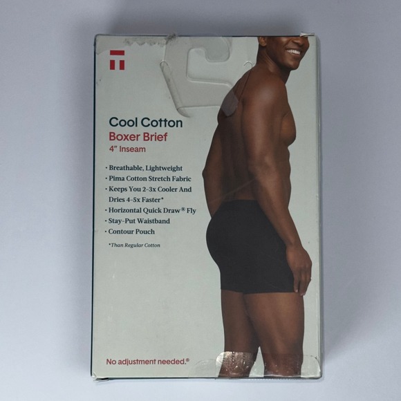 Tommy John Men's Cool Cotton 4" Inseam Boxer Brief 2 Pack- Navy/Black Size XXL - Picture 2 of 3